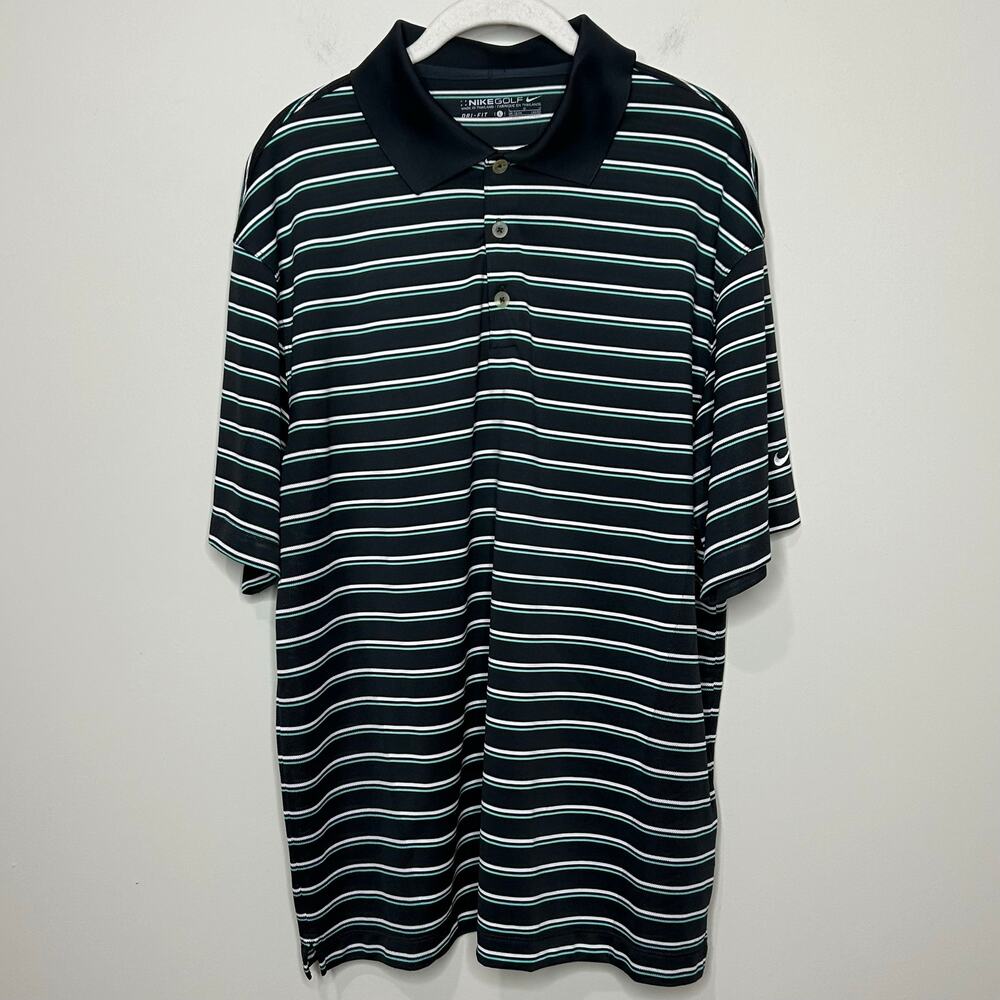 Nike Body Mapping Stripe Polo Golf Shirt Size L Dri-Fit Lightweight Breathable